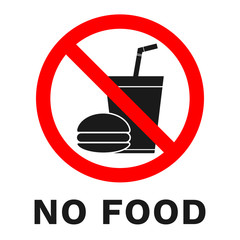 Sticker - NO FOOD sign. Label with inscription. Vector.