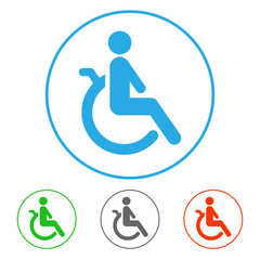 Sticker - Handicapped person. Icon set. Vector.