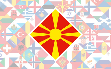 Wall Mural - Flag background of European countries with big flag of Macedonia in the centre for Football competition.