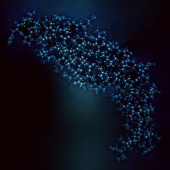 Poster - Vascular endothelial growth factor A (VEGF A) protein molecule. 3D rendering based on protein data bank entry 3v2a. Ball-and-stick model, black background.