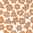 Festive Christmas seamless pattern with gingerbread