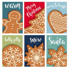 Christmas card collection with gingerbread