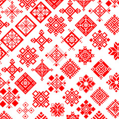 Red ethnic Slavic pattern on white background