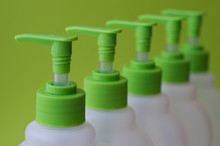 Set Of Green Plastic Bottles