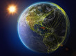 © harvepino - Cuba from space. Planet Earth with network representing international communication, technology and travel.
