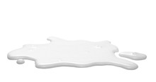 Spilled Milk Puddle Isolated On White Background And Texture, With Clipping Path