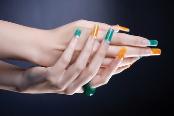 a woman's nail, designed with nail art