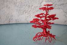 Handmade Red Wire Bonsai Tree