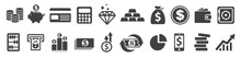 Set Flat Business Icons, Money Signs - Stock Vector
