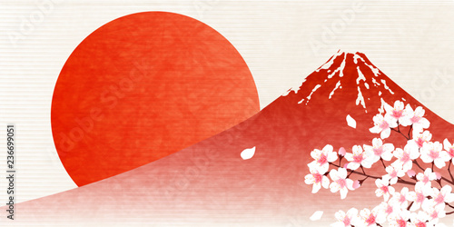 Dekoracja na wymiar  mt-fuji-japonski-papierowe-tlo-kartki-noworocznej