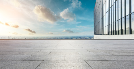 Wall Mural - panoramic city skyline and buildings with empty square floor