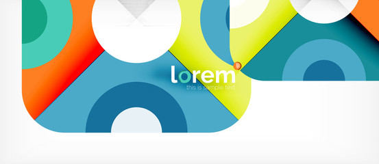 Geometric colorful shapes composition abstract background. Minimal dynamic design