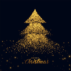 Wall Mural - christmas tree made with golden sparkles