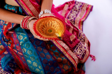 Indian girl celebrating diwali festival