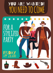 Wall Mural - American West Party Poster