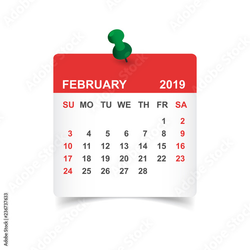 calendar february 2019 year
