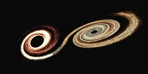 Wall Mural - merging black holes in outer space. science fiction wallpaper. elements of this image were furnished