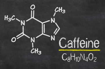 Blackboard with the chemical formula of Caffeine