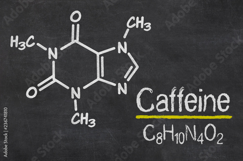 Cuadros en Lienzo Blackboard with the chemical formula of Caffeine