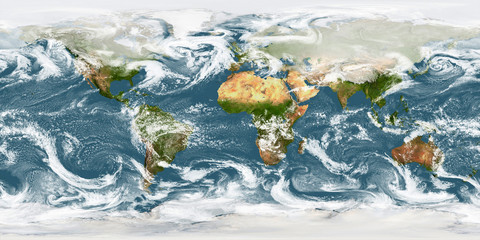 equirectangular map of the precipitation on earth planet. seamless animation. elements of this image