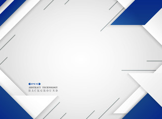 Wall Mural - abstract of futuristic blue and white geometric modern pattern on gradient white background.