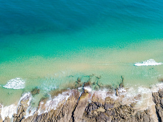 Canvas Print - Noosa National Park aerial view with blue turquoise water