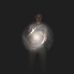 Wall Mural - woman controls galaxy