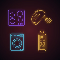 Wall Mural - Household appliance neon light icons set