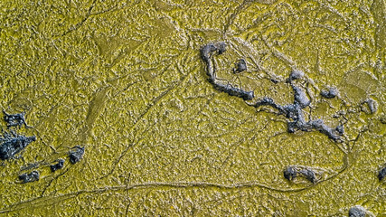 Sticker - Aerial view of a lava field with green moss 