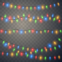 Canvas Print - Christmas lights. Colorful Xmas garland. 