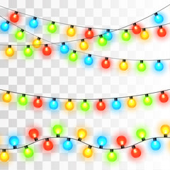Wall Mural - christmas lights. colorful xmas garland.