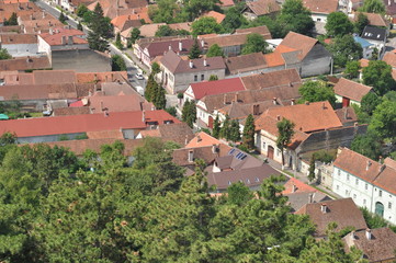 vue aérienne sur une ville de Transylvanie, Bran