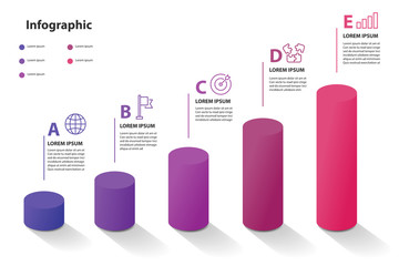 infographic element design 5 step, infochart planning