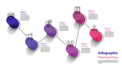 Wall Mural - infographic element design 6 step, infochart planning