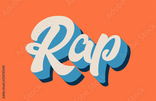 Fotomural orange blue white rap hand written word text for typography logo design