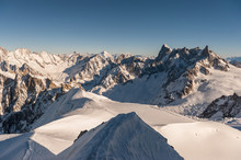 View Over The French Alps, From The Aiguille Du Midi Cable On A Winter Afternoon, Just Before Christmas.