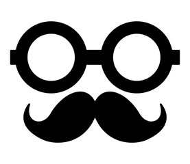 Poster - hipster mustache accessory with eyeglasses