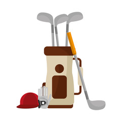 Canvas Print - golf bag with clubs and cap