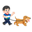© hermandesign2015 - happy boy walking with his dog