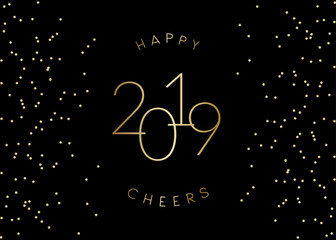 Sticker - 2019 New Year Greeting Card Template Design