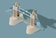 Tower Bridge vector 3d isometric illustration