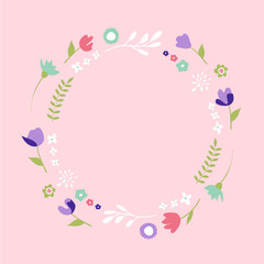 Sticker - Floral banner on the pink background