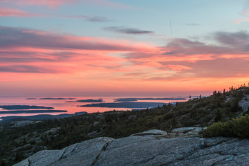 Wall Mural - the sunset from the top of cadillac mountain in acadia national park in maine.
