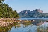 Fototapeta Desenie - A landscape view of the Bubbles from Jordan Pond in Acadia National Park in Maine.