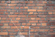 Old brick red wall. Beautiful texture.