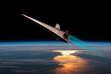 Unmanned Scramjet In High Earth Flight No.2h - Elements Of This Image Courtesy Of NASA
