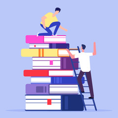 Wall Mural - Help and support in education vector concept. Illustration of education support concept. Stack of books