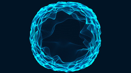 Fototapete - Tunnel or wormhole. Abstract sphere, consisting of points. Space-time portal. Grid texture. 3d rendering.
