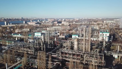 Wall Mural - Chemical factory industrial area. View from flying drone