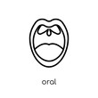 Oral icon. Trendy modern flat linear vector Oral icon on white background from thin line Dentist collection